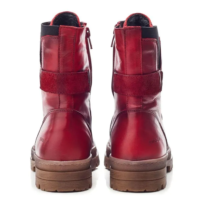 Women Moda In Pelle Chunky Boots Shoon Sh Odcombe Dark Red Leather