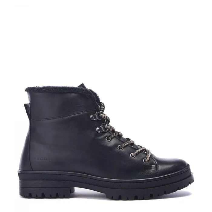 Women Moda In Pelle Chunky Boots Shoon Sh Onella Black Leather