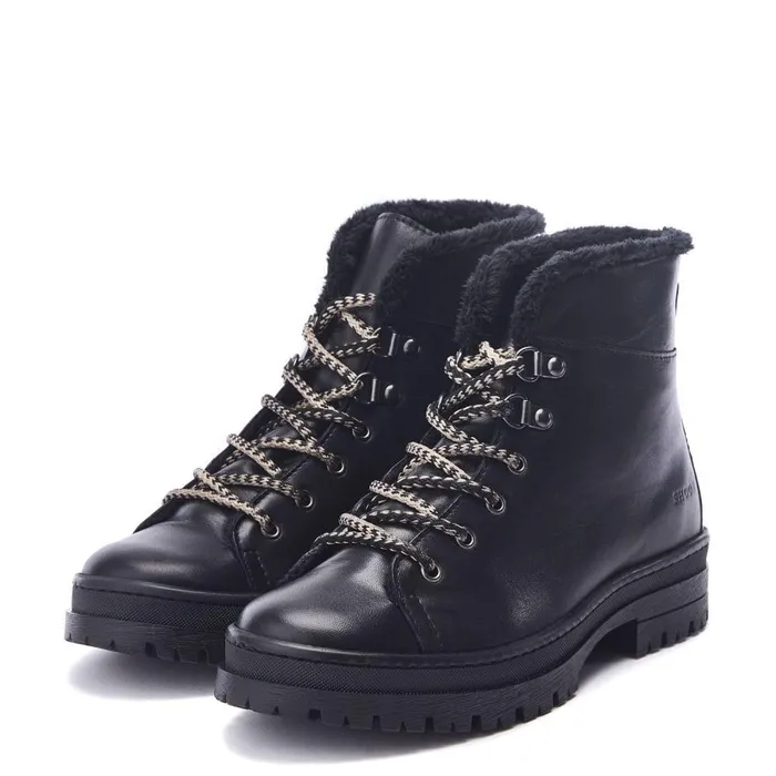 Women Moda In Pelle Chunky Boots Shoon Sh Onella Black Leather