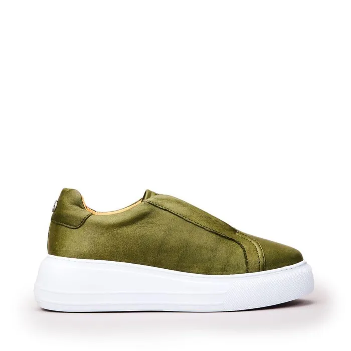 Women Moda In Pelle Chunky Trainers Alber Khaki Leather