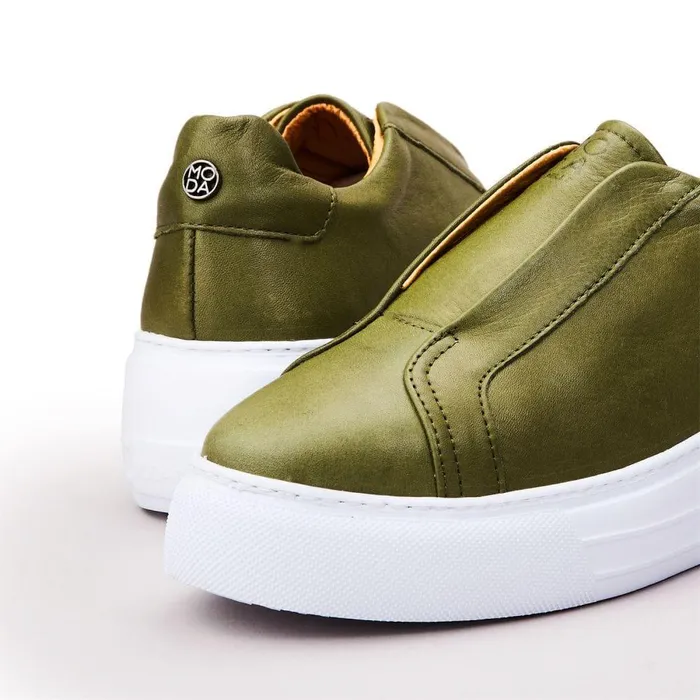 Women Moda In Pelle Chunky Trainers Alber Khaki Leather