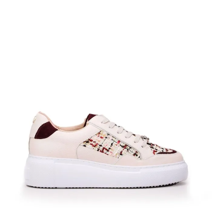 Women Moda In Pelle Chunky Trainers Avabelle Off White Fabric