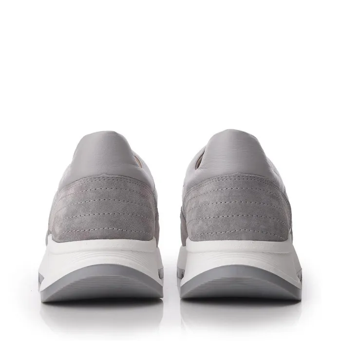 Women Moda In Pelle Chunky Trainers Shoon Sh Adaggio Grey Leather