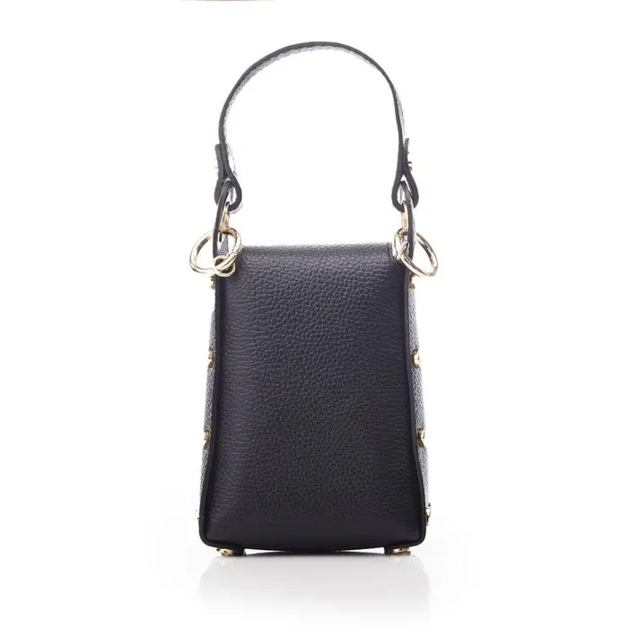Women Moda In Pelle Clutch Bags Joie Bag Black And Gold Metallic Leather