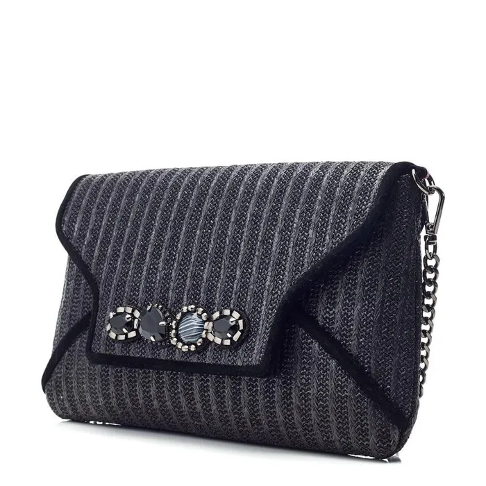Women Moda In Pelle Clutch Bags Quinn Bag Black Raffia
