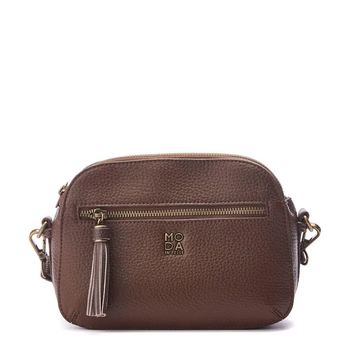 Women Moda In Pelle Crossbody Bags Aubree Bag Dark Brown Porvair