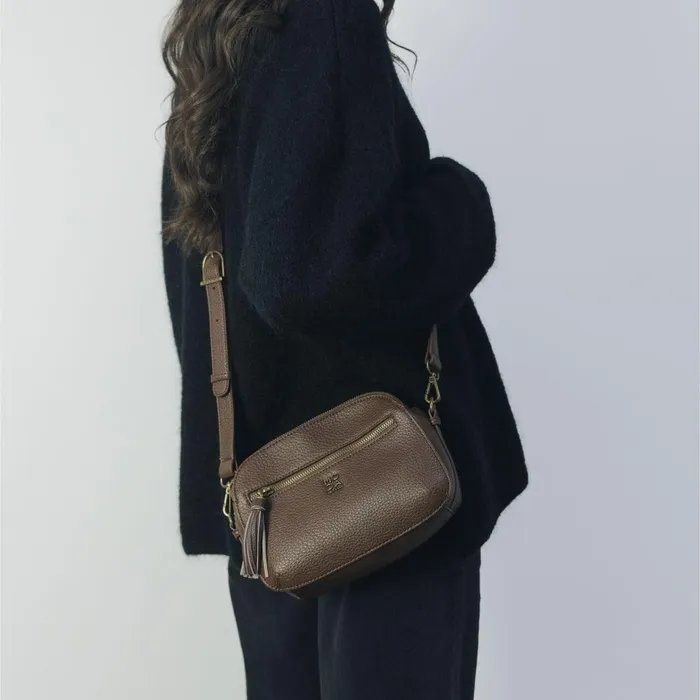 Women Moda In Pelle Crossbody Bags Aubree Bag Dark Brown Porvair
