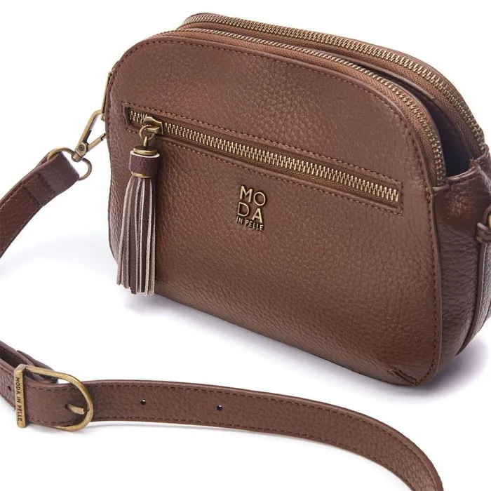 Women Moda In Pelle Crossbody Bags Aubree Bag Dark Brown Porvair