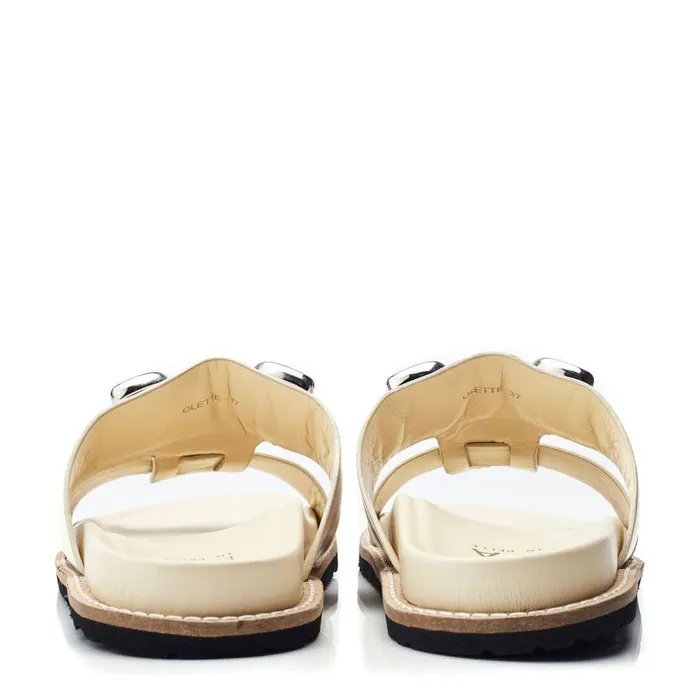 Women Moda In Pelle Flat Sandals Olette Off White Leather