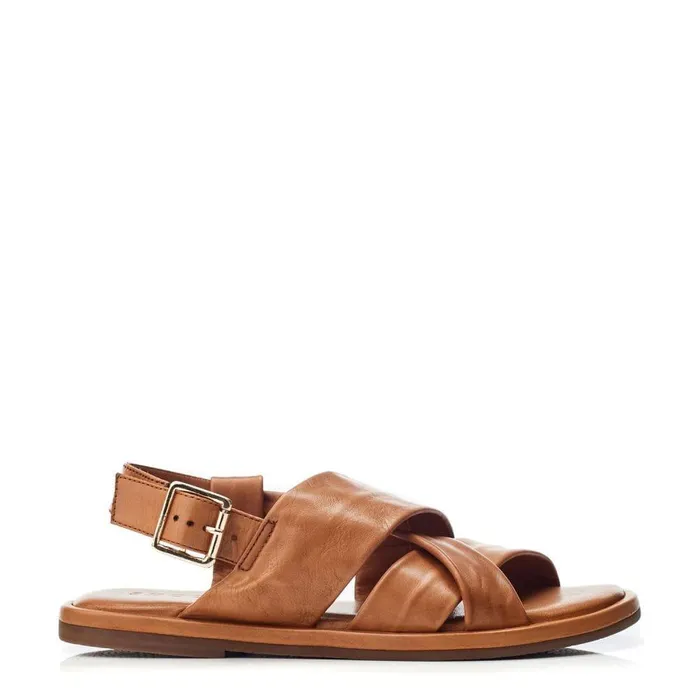 Women Moda In Pelle Flat Sandals Shoon Sh Garda Tan Leather