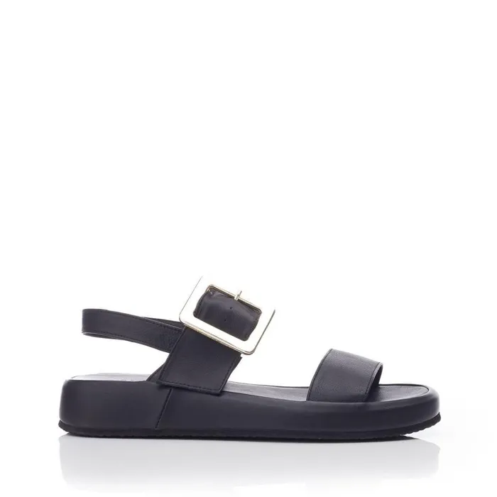 Women Moda In Pelle Flatform Sandals Bsoleful BForce Black Leather