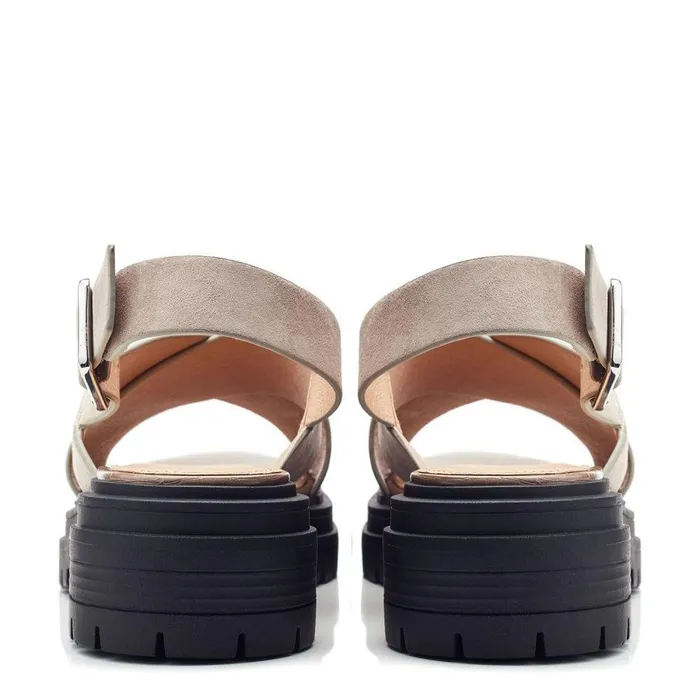Women Moda In Pelle Flatform Sandals Marria Taupe Suede