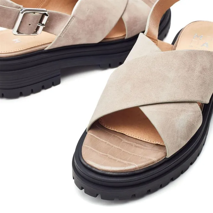 Women Moda In Pelle Flatform Sandals Marria Taupe Suede