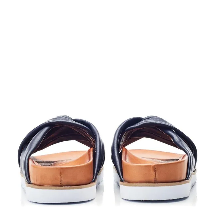 Women Moda In Pelle Flatform Sandals Norrina Navy Leather