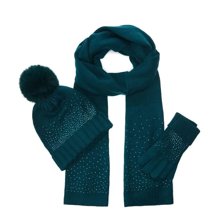 Women Moda In Pelle Gloves Praticiogiftset Teal Textile