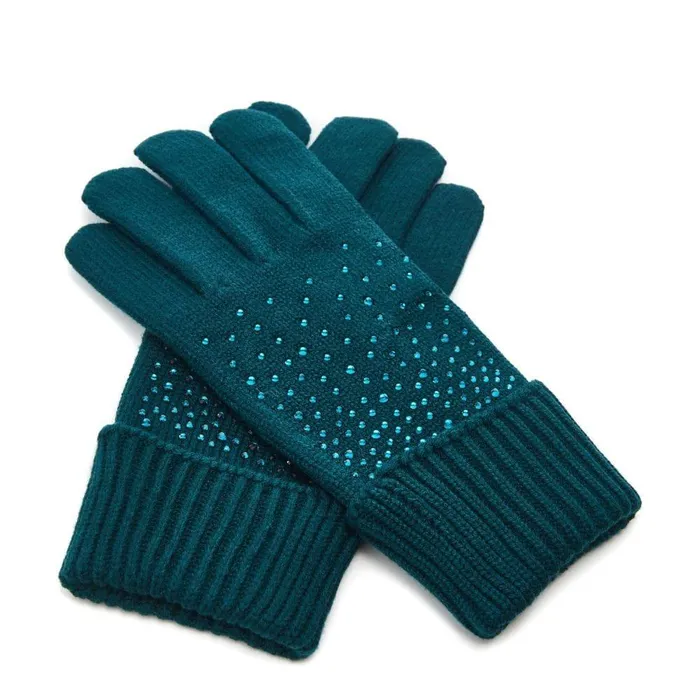 Women Moda In Pelle Gloves Praticiogiftset Teal Textile