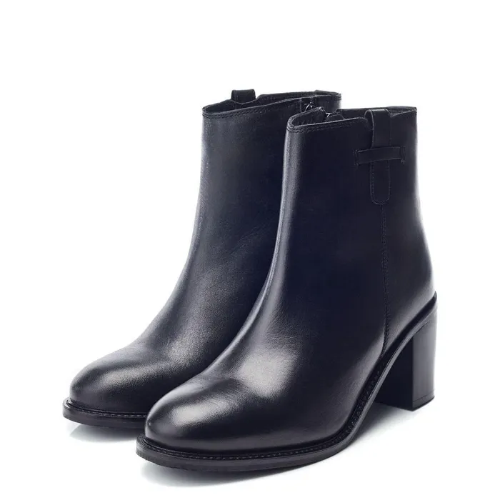 Women Moda In Pelle Heeled And Wedge Boots Bsoleful BHermoine Black Leather