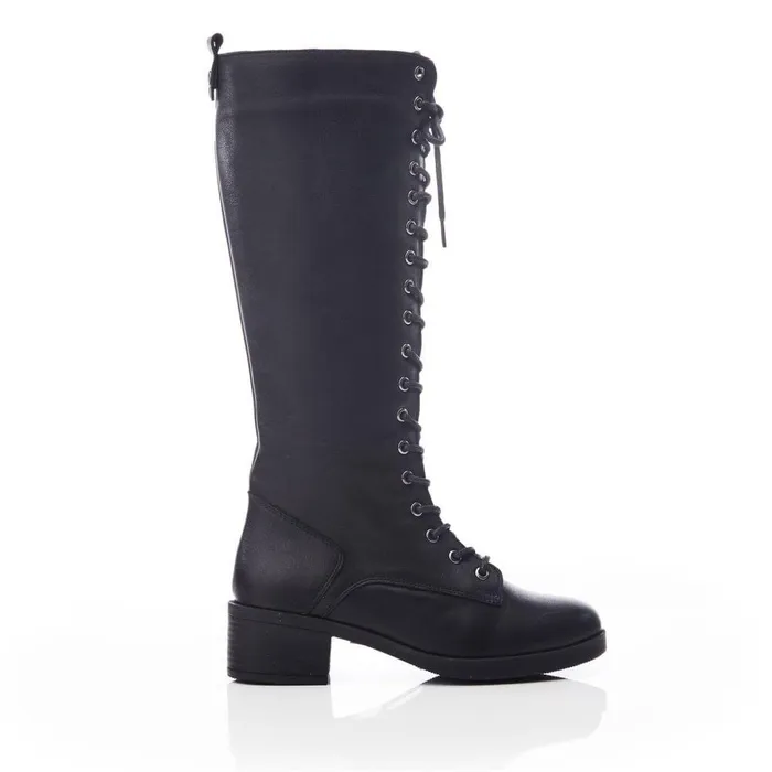 Women Moda In Pelle Heeled And Wedge Boots Galliana Black Leather