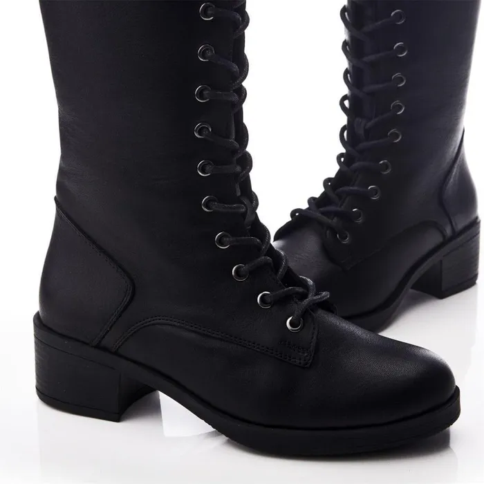 Women Moda In Pelle Heeled And Wedge Boots Galliana Black Leather Women Moda In Pelle Heeled And Wedge Boots Galliana Black Leather
