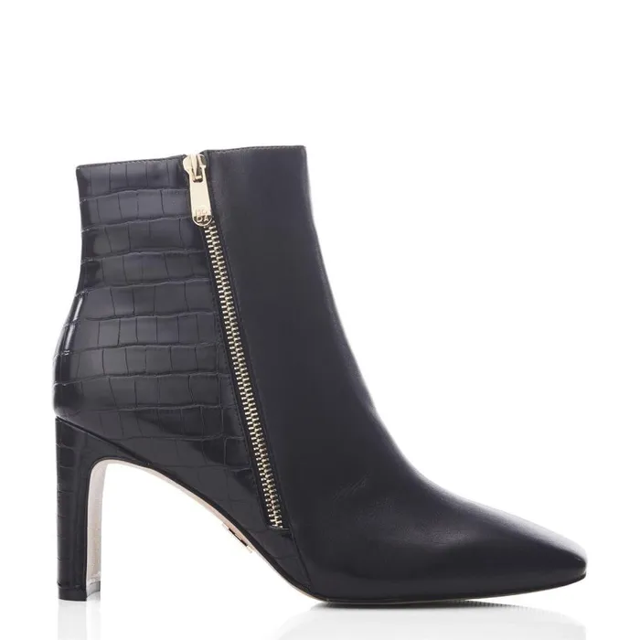 Women Moda In Pelle Heeled And Wedge Boots Kyrye Black Leather