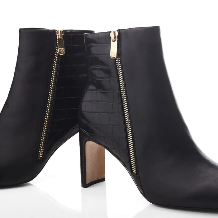 Women Moda In Pelle Heeled And Wedge Boots Kyrye Black Leather