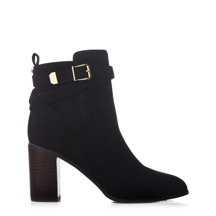 Women Moda In Pelle Heeled And Wedge Boots Marilena Black Alcantara