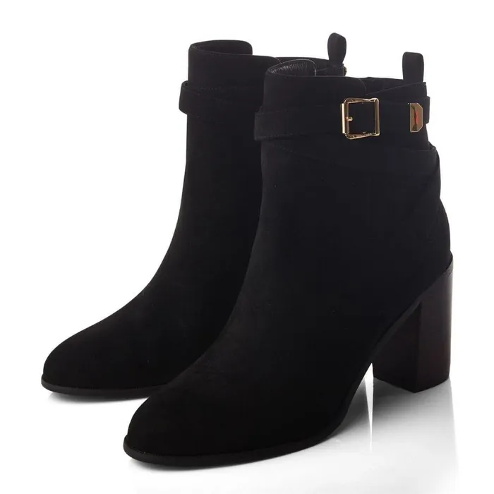 Women Moda In Pelle Heeled And Wedge Boots Marilena Black Alcantara