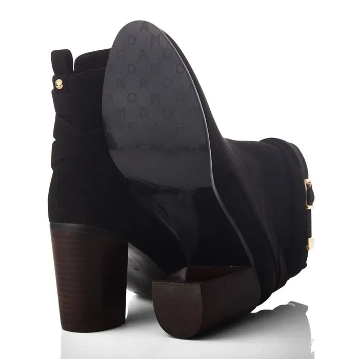 Women Moda In Pelle Heeled And Wedge Boots Marilena Black Alcantara