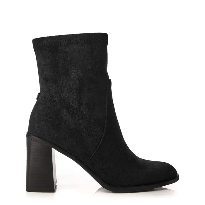 Women Moda In Pelle Heeled And Wedge Boots Marylou Black Alcantara