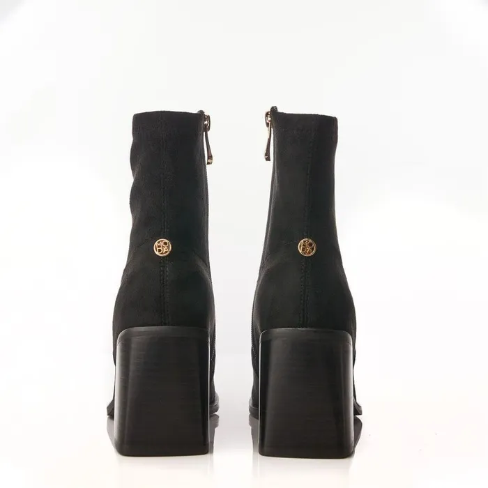 Women Moda In Pelle Heeled And Wedge Boots Marylou Black Alcantara