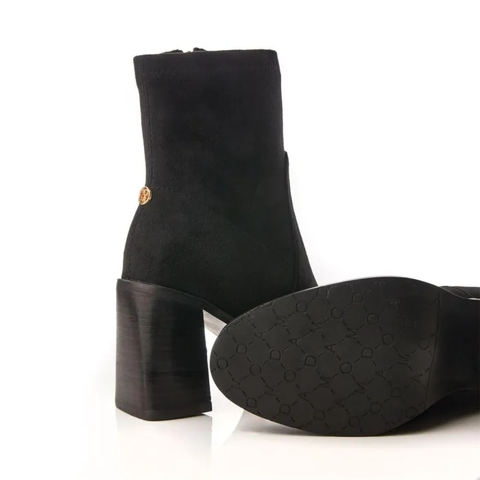 Women Moda In Pelle Heeled And Wedge Boots Marylou Black Alcantara