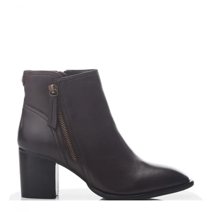 Women Moda In Pelle Heeled And Wedge Boots Nerla Dark Brown Leather