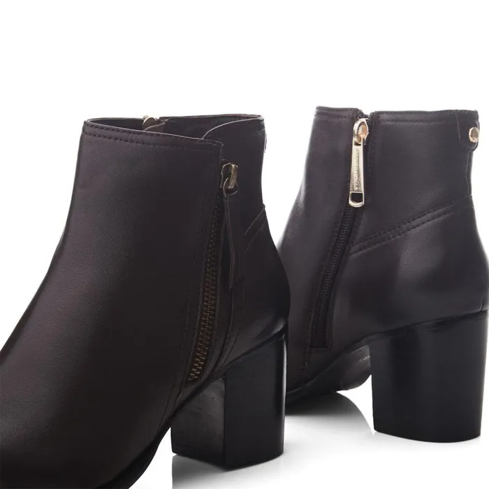 Women Moda In Pelle Heeled And Wedge Boots Nerla Dark Brown Leather