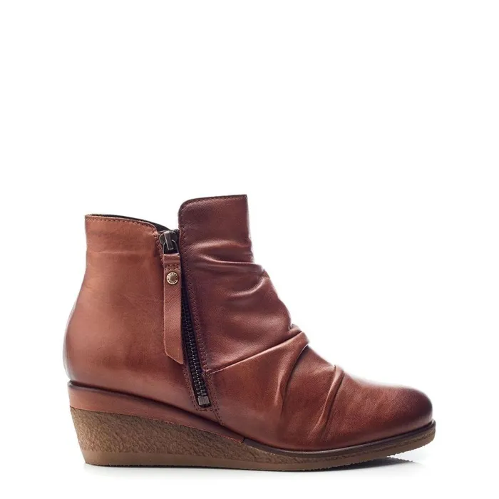 Women Moda In Pelle Heeled And Wedge Boots Olgar Dark Tan Leather