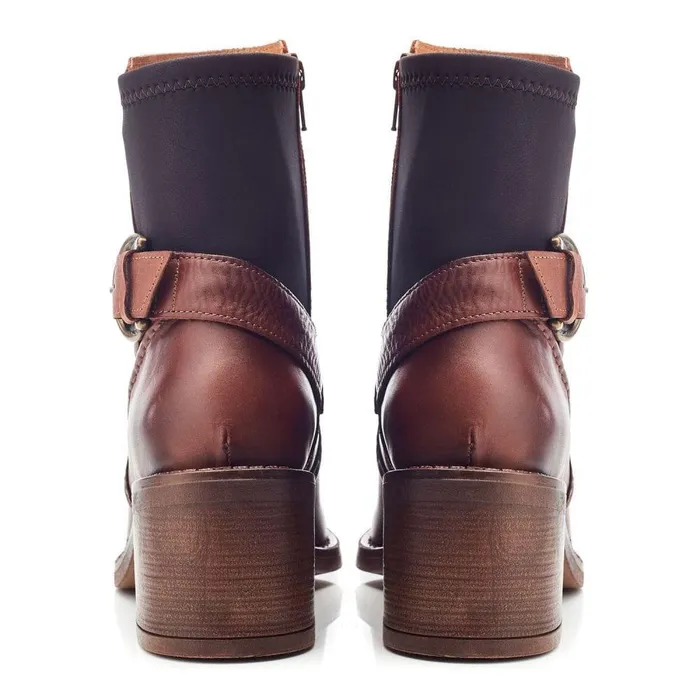 Women Moda In Pelle Heeled And Wedge Boots Paris Tan Leather