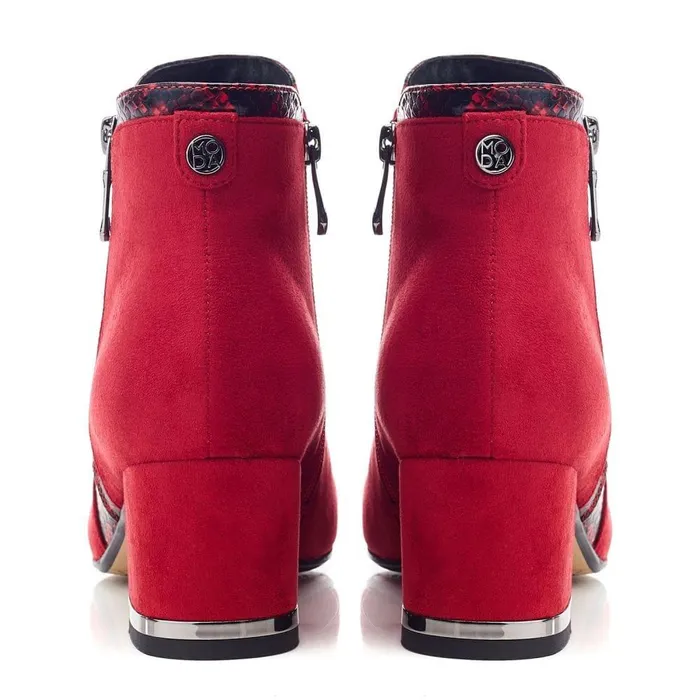 Women Moda In Pelle Heeled And Wedge Boots Peggi Red Alcantara