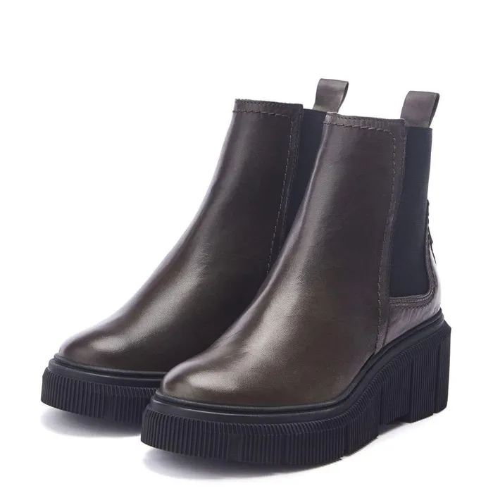 Women Moda In Pelle Heeled And Wedge Boots Shoon Sh Otago Olive Leather