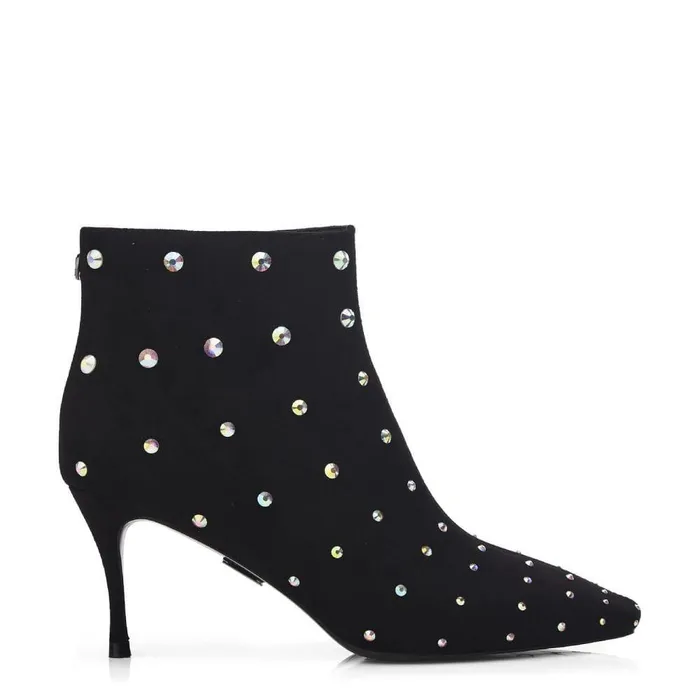 Women Moda In Pelle Heeled And Wedge Boots Wenoa Black Alcantara