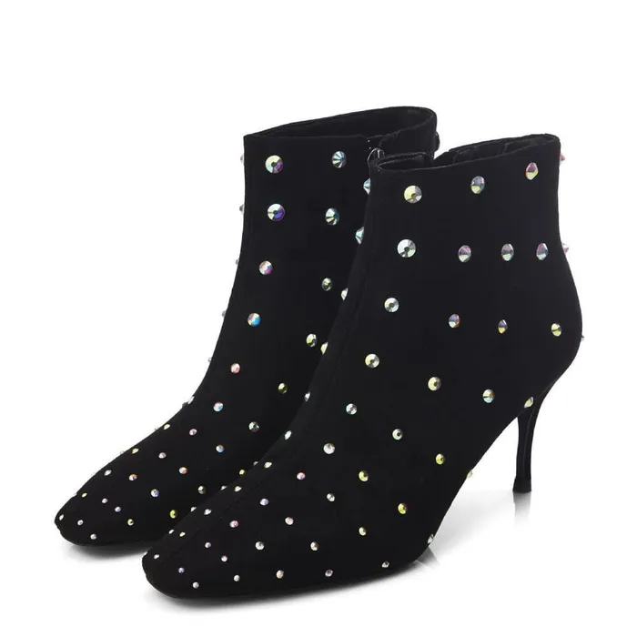 Women Moda In Pelle Heeled And Wedge Boots Wenoa Black Alcantara