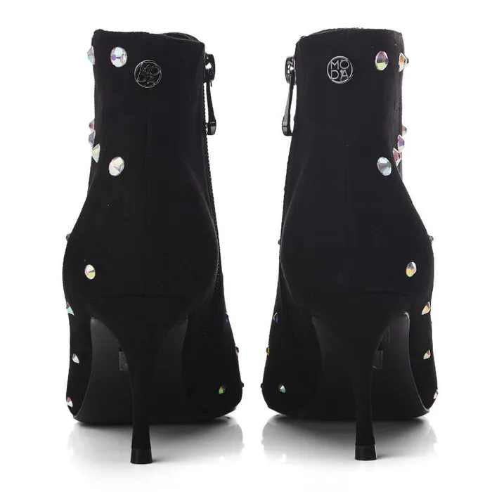 Women Moda In Pelle Heeled And Wedge Boots Wenoa Black Alcantara