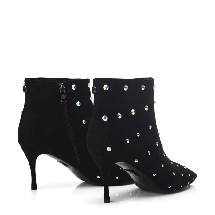Women Moda In Pelle Heeled And Wedge Boots Wenoa Black Alcantara