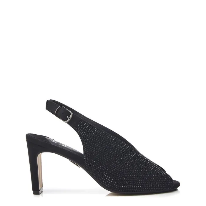 Women Moda In Pelle Heeled Sandals Christiie Black Alcantara