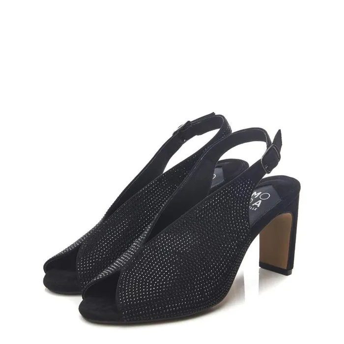 Women Moda In Pelle Heeled Sandals Christiie Black Alcantara
