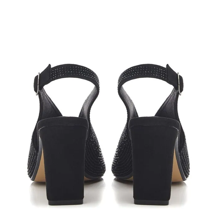 Women Moda In Pelle Heeled Sandals Christiie Black Alcantara