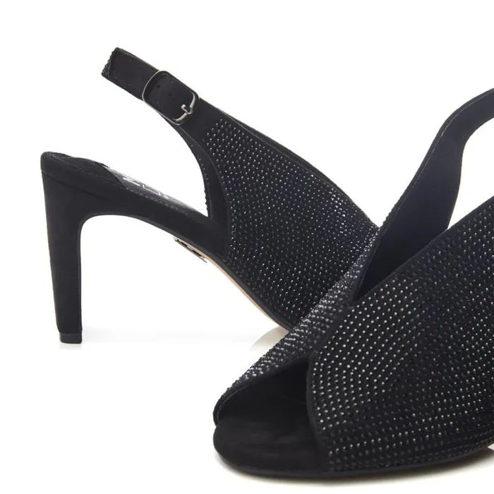 Women Moda In Pelle Heeled Sandals Christiie Black Alcantara