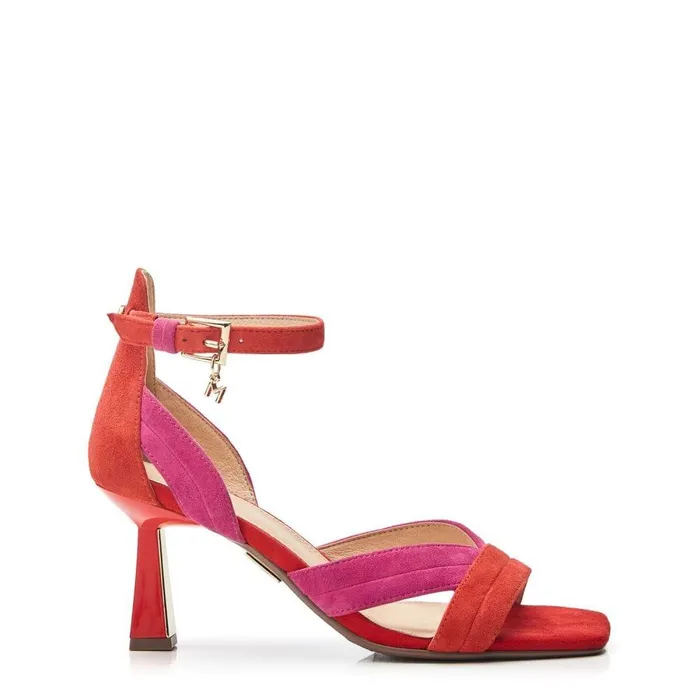 Women Moda In Pelle Heeled Sandals Livelia PinkRed Suede