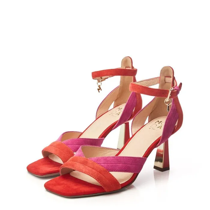 Women Moda In Pelle Heeled Sandals Livelia PinkRed Suede