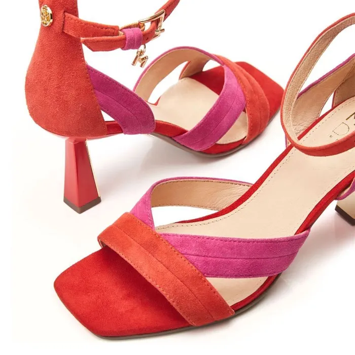 Women Moda In Pelle Heeled Sandals Livelia PinkRed Suede