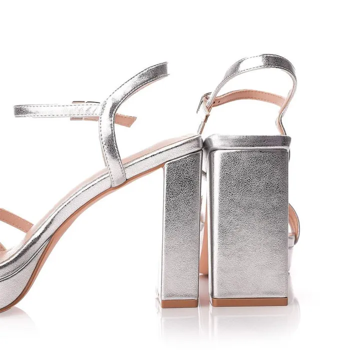 Women Moda In Pelle Heeled Sandals M By Moda Madelynn Silver Porvair