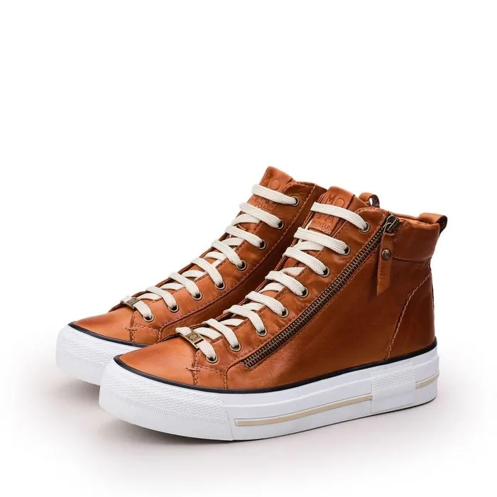 Women Moda In Pelle HighTop Trainers Annaken Tan Leather